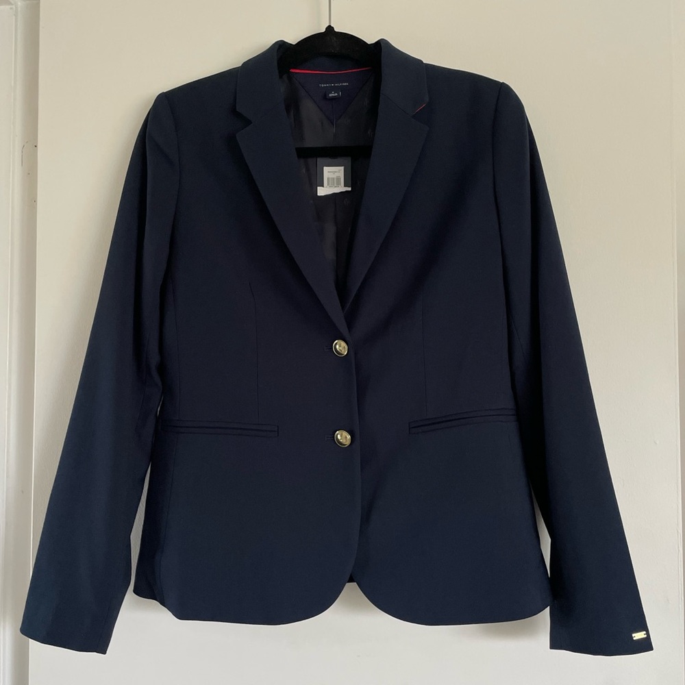 RARE Tommy Hilfiger Limited Edition Navy Blazer | Gold Buttons & Red Collar - Picture 13 of 16